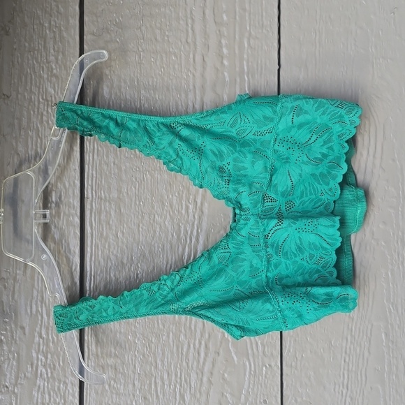 Aerie Kelly Green Lace Longline Cropped Bralette, Large - Picture 1 of 5